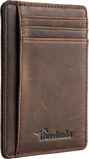 Slim Minimalist Front Pocket Wallet, RFID Blocking Leather Credit Card Holder