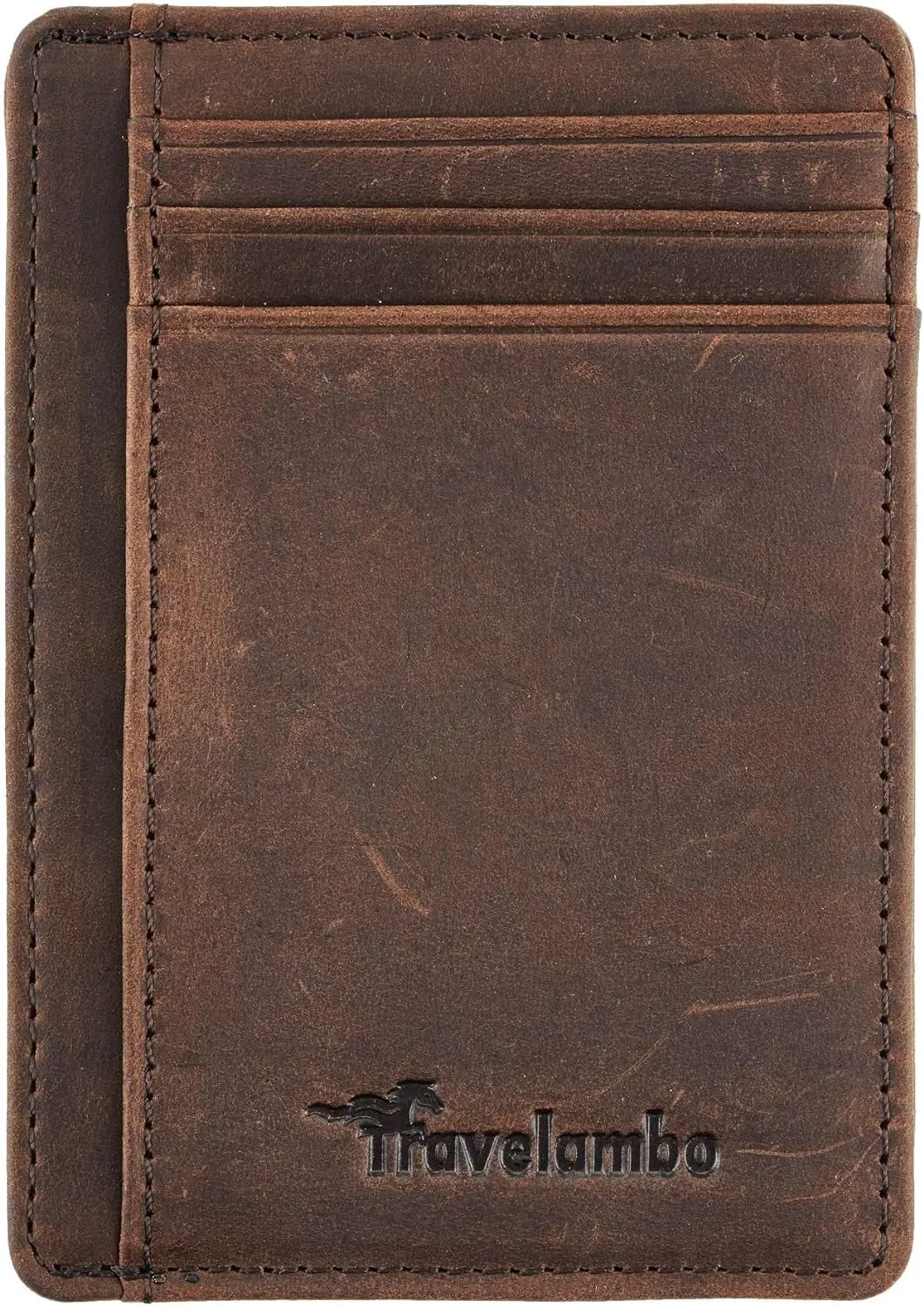 Slim Minimalist Front Pocket Wallet, RFID Blocking Leather Credit Card Holder