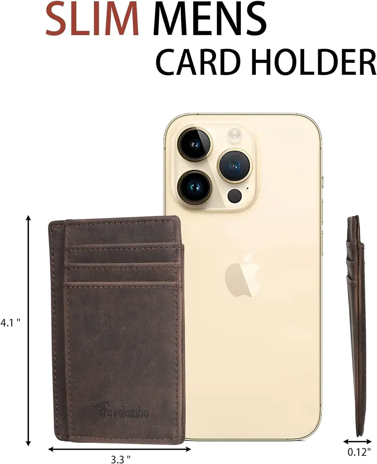 Slim Minimalist Front Pocket Wallet, RFID Blocking Leather Credit Card Holder