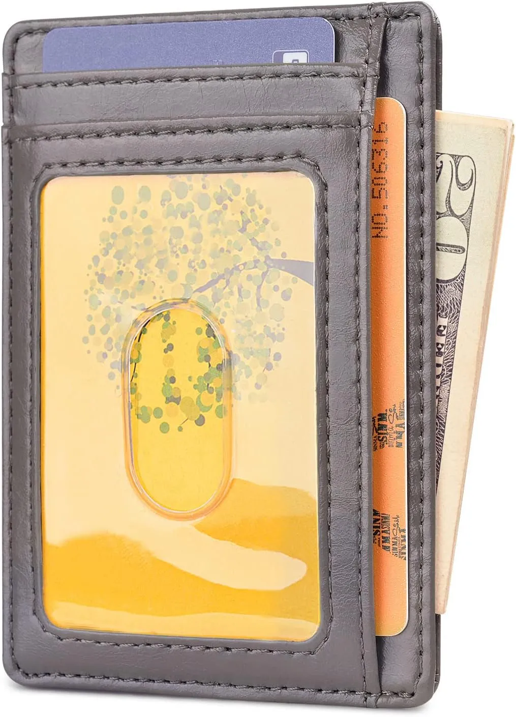 Slim Minimalist Front Pocket Wallets, RFID Blocking Leather Card Holder