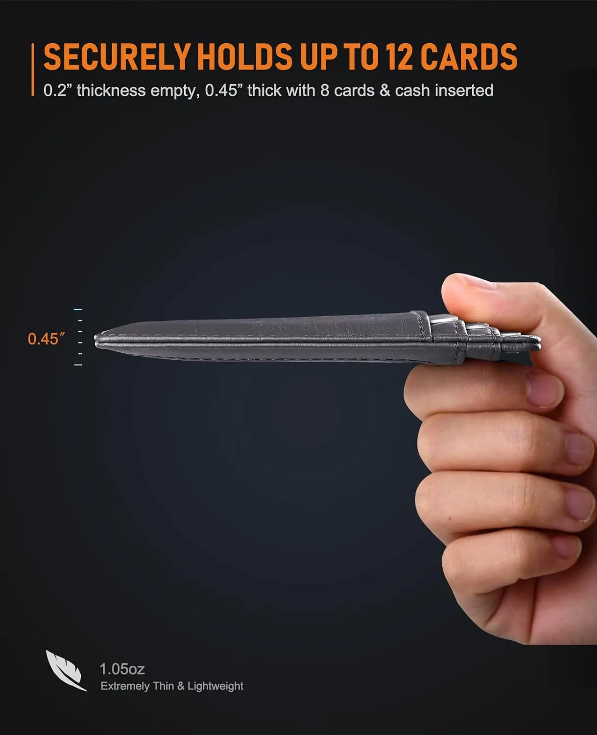 Slim Minimalist Front Pocket Wallets, RFID Blocking Leather Card Holder
