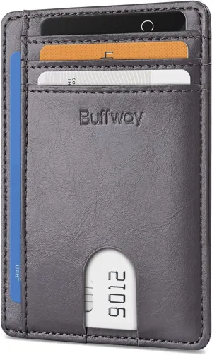 Slim Minimalist Front Pocket Wallets, RFID Blocking Leather Card Holder