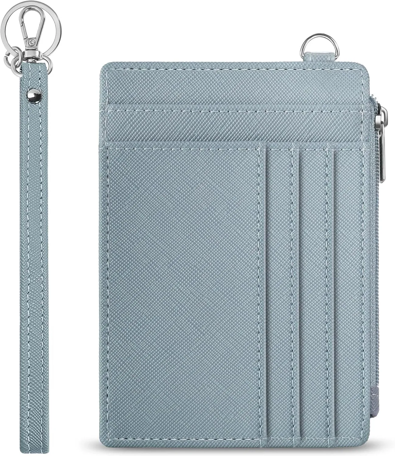 Slim RFID blocking Credit Card Holder, Wristlet Keychain Wallet With ID Window