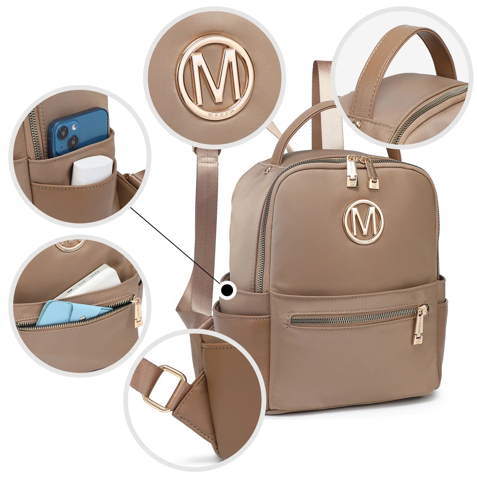 Small Backpack Purse for Ladies Women Water Resistant Nylon Bag