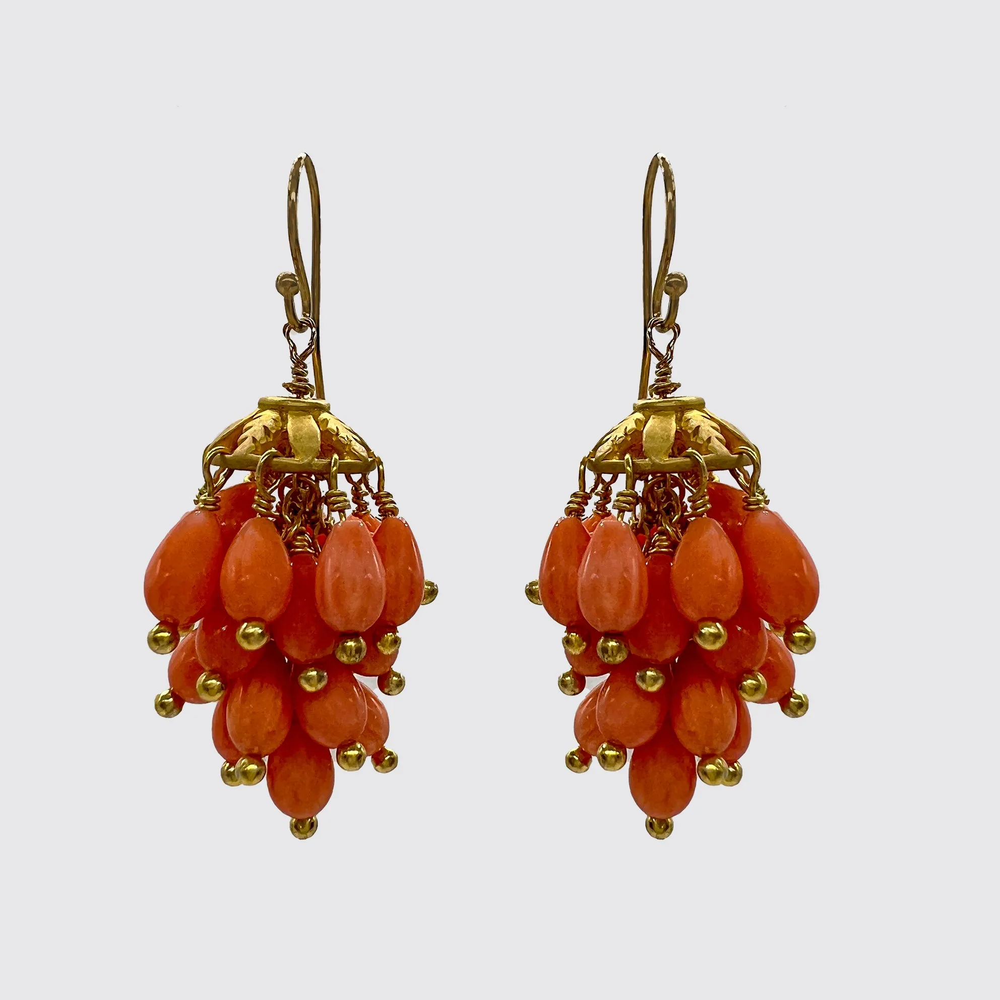 Small Coral Cluster Earrings
