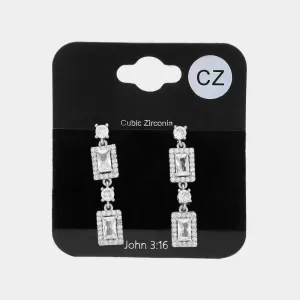 Small CZ Clear Stone Cluster Dangle Pageant Earrings  | Earrings for Little Girls |  623016
