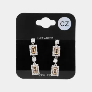 Small CZ Gold Stone Cluster Dangle Pageant Earrings  | Earrings for Little Girls |  623014