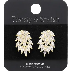 Small Yellow Gold Dipped Marquise CZ Stone Cluster Pageant Earrings Gold | Interview Earrings |  635383