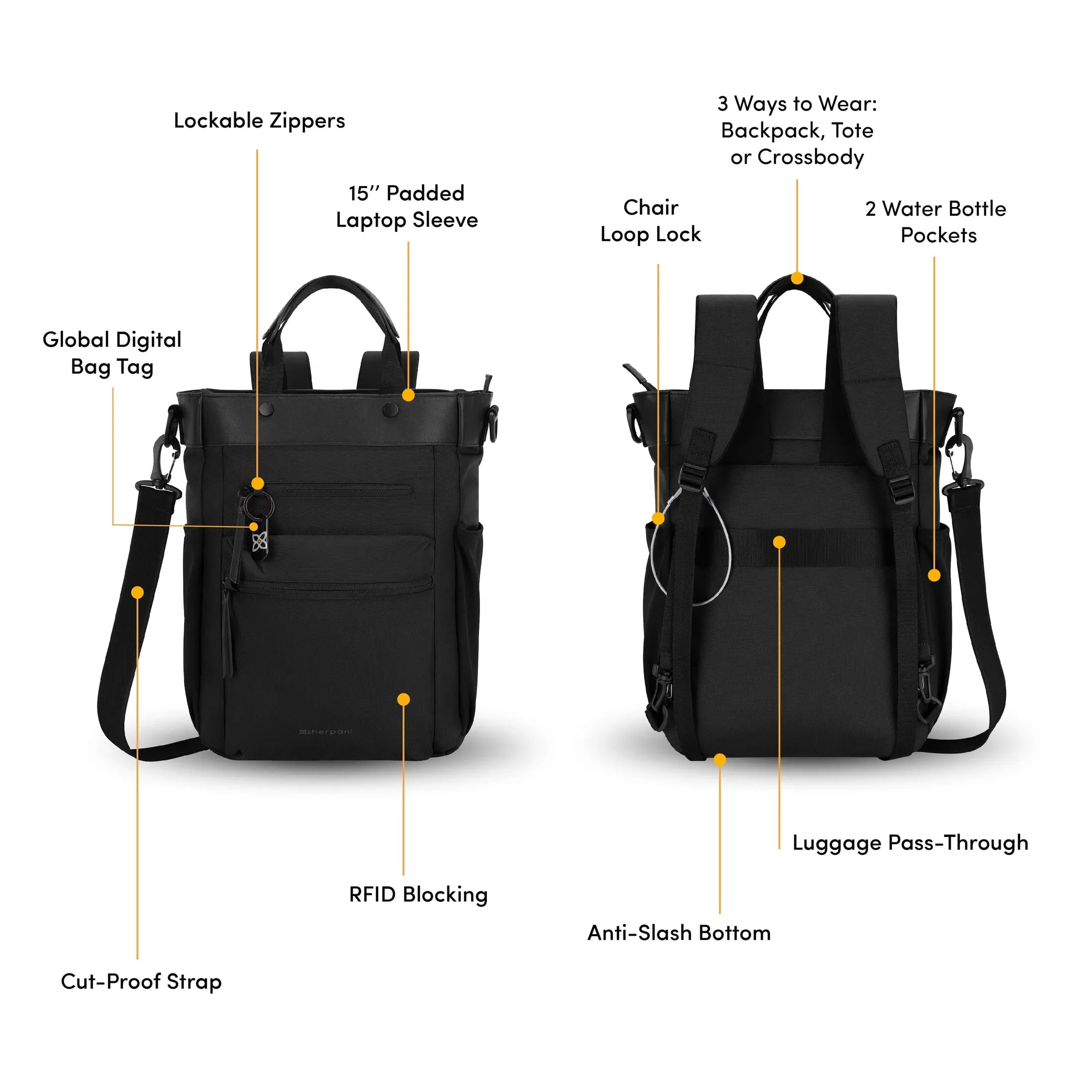 Soleil Anti Theft Convertible Backpack - Sherpani