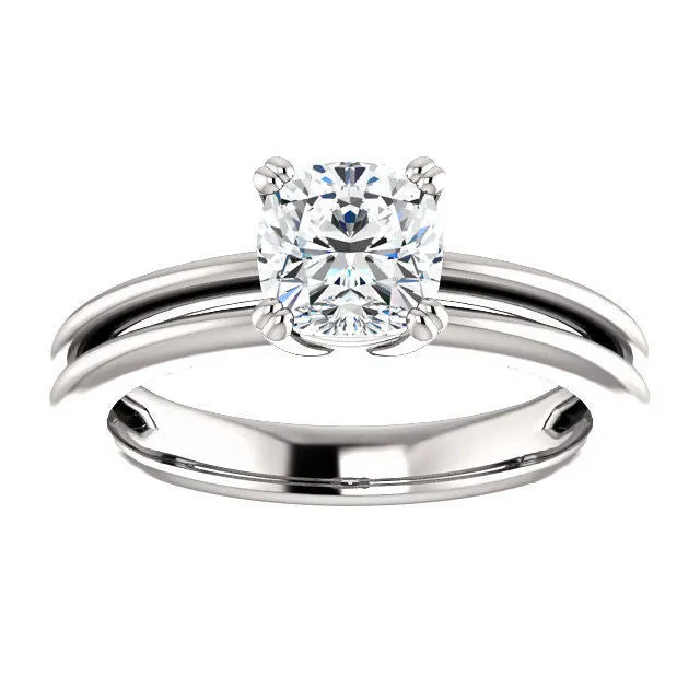 Solitaire Cushion Cut Engagement Ring