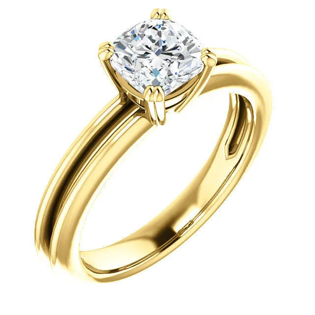 Solitaire Cushion Cut Engagement Ring