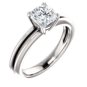 Solitaire Cushion Cut Engagement Ring