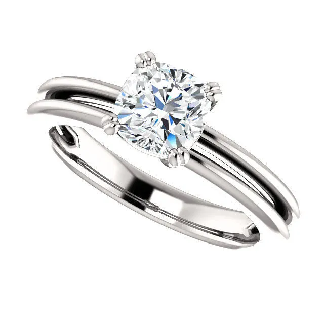 Solitaire Cushion Cut Engagement Ring