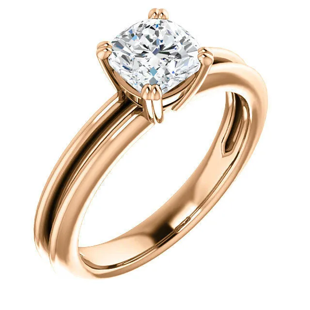 Solitaire Cushion Cut Engagement Ring