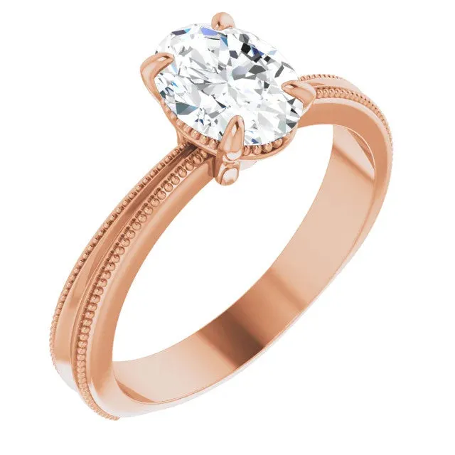 Solitaire Engagement Ring with Milgrain Contouring