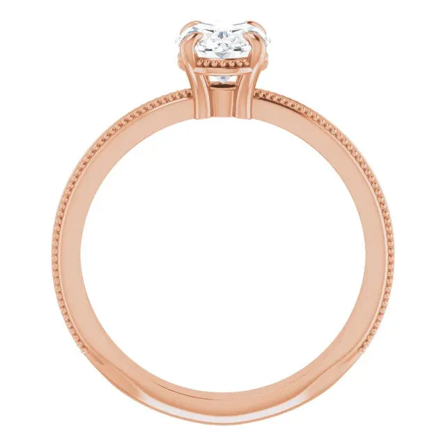 Solitaire Engagement Ring with Milgrain Contouring