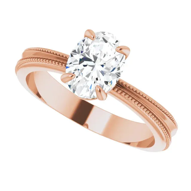 Solitaire Engagement Ring with Milgrain Contouring