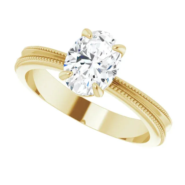 Solitaire Engagement Ring with Milgrain Contouring