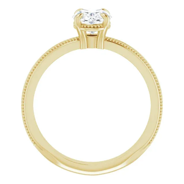 Solitaire Engagement Ring with Milgrain Contouring