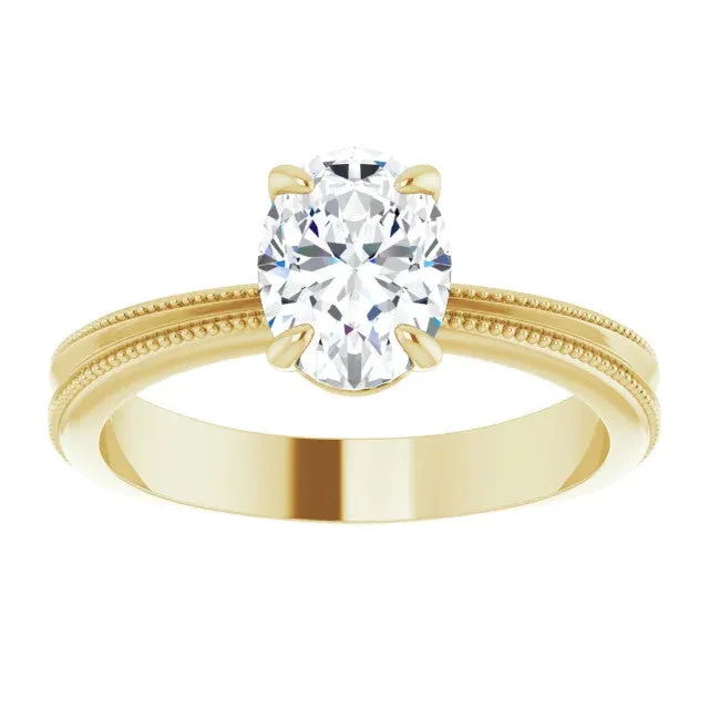 Solitaire Engagement Ring with Milgrain Contouring