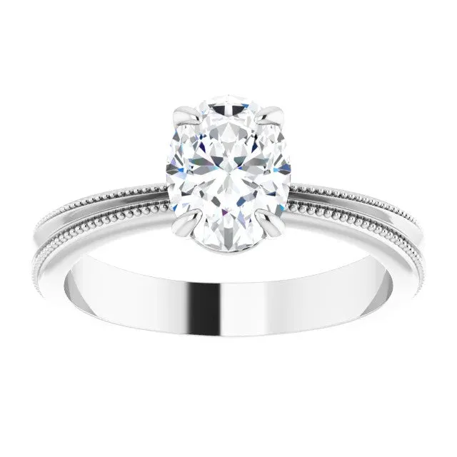 Solitaire Engagement Ring with Milgrain Contouring