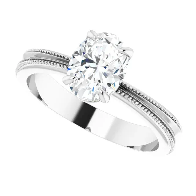 Solitaire Engagement Ring with Milgrain Contouring