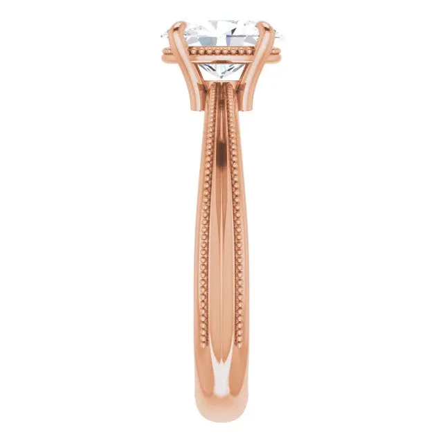 Solitaire Engagement Ring with Milgrain Contouring