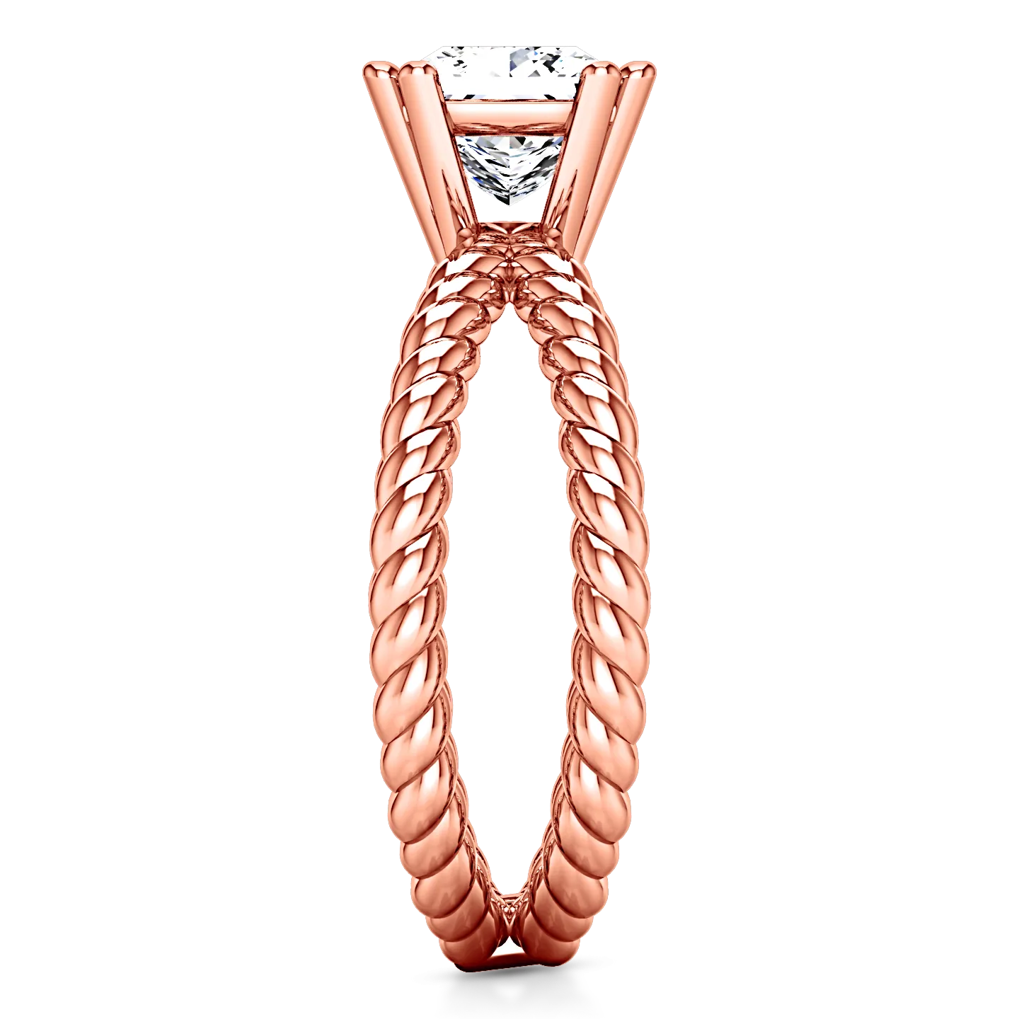 Solitaire Princess Cut Engagement Ring Infinity 14K Rose Gold