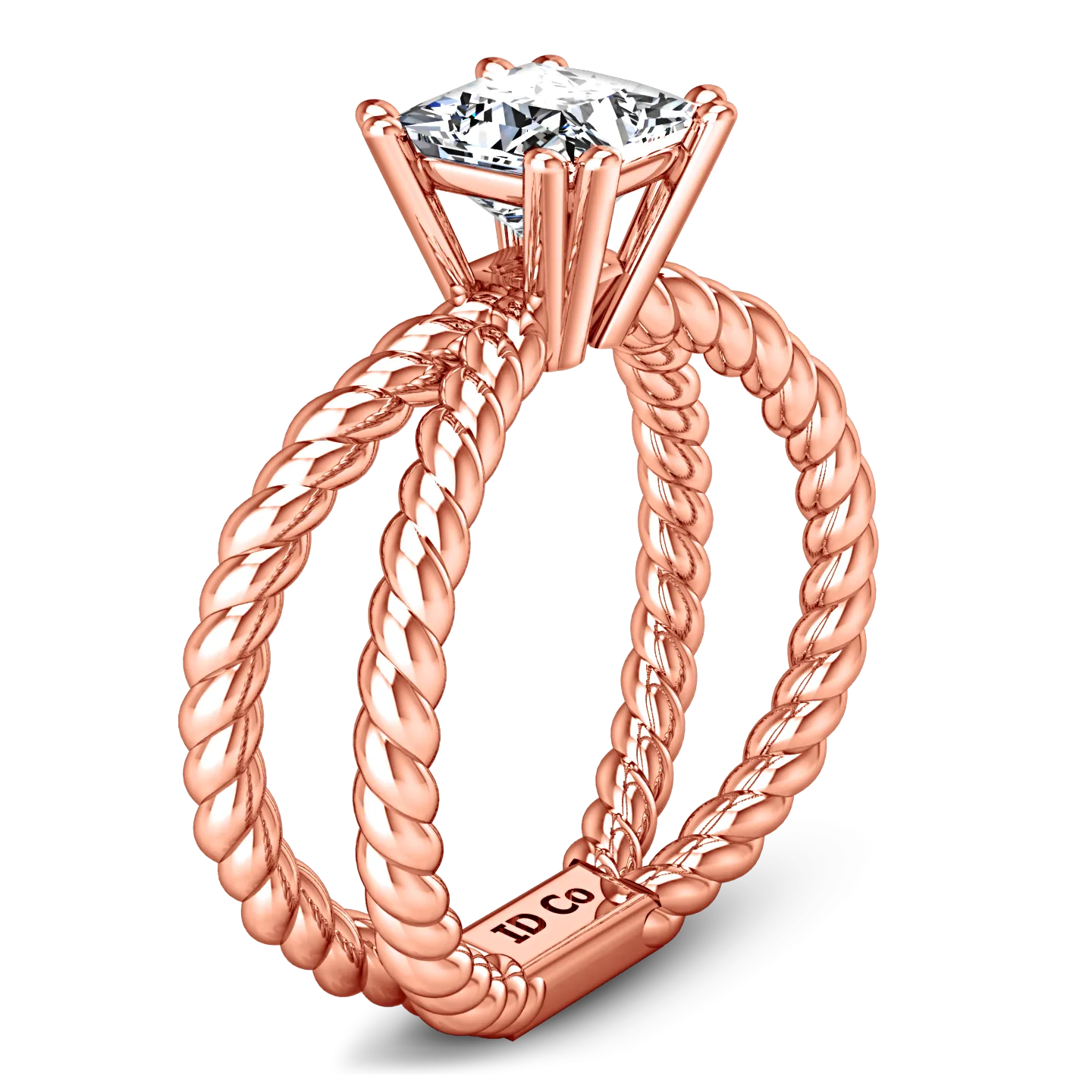 Solitaire Princess Cut Engagement Ring Infinity 14K Rose Gold