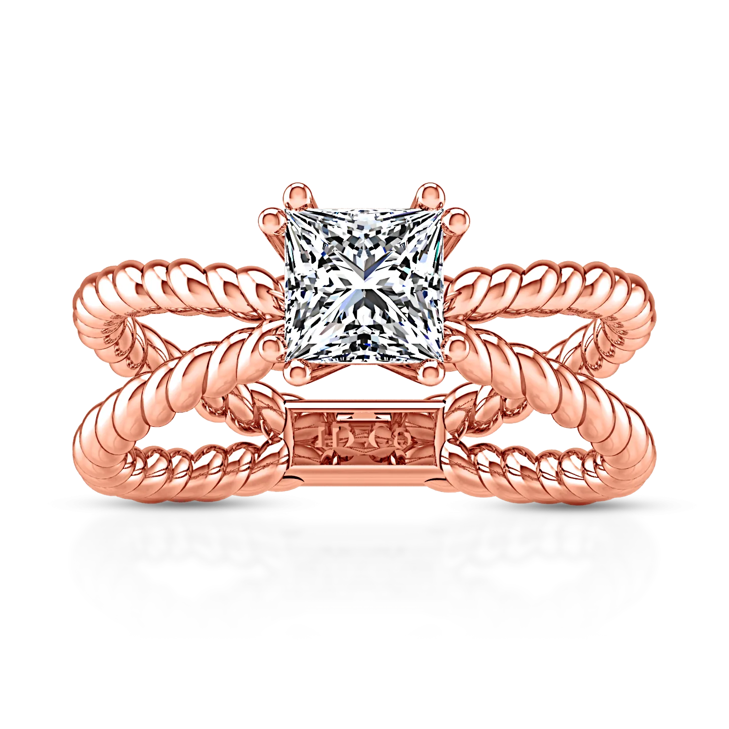 Solitaire Princess Cut Engagement Ring Infinity 14K Rose Gold