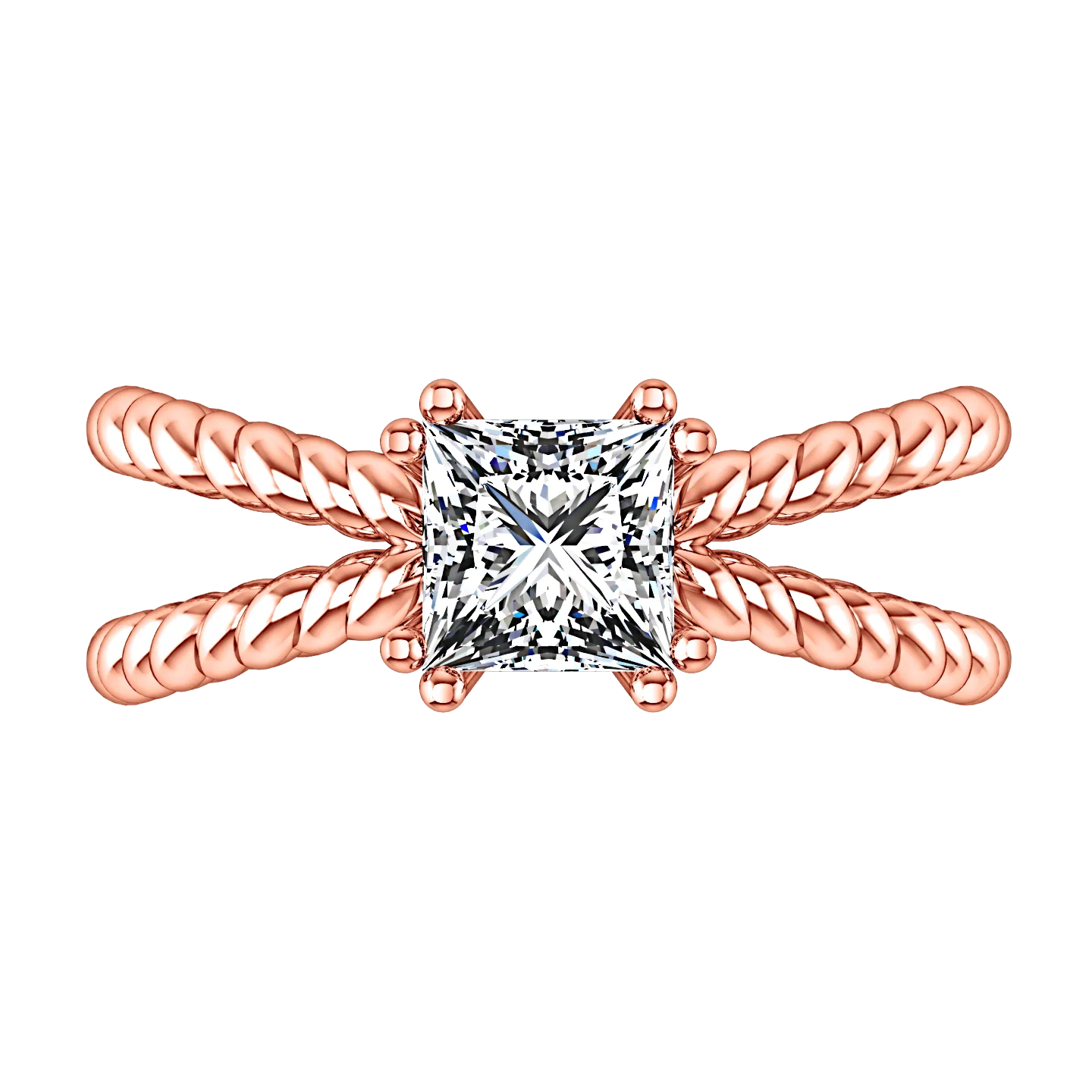 Solitaire Princess Cut Engagement Ring Infinity 14K Rose Gold
