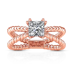 Solitaire Princess Cut Engagement Ring Infinity 14K Rose Gold