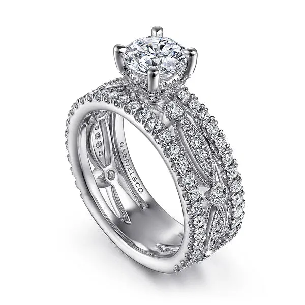 Split Shank Round Diamond Engagement Ring Mounting