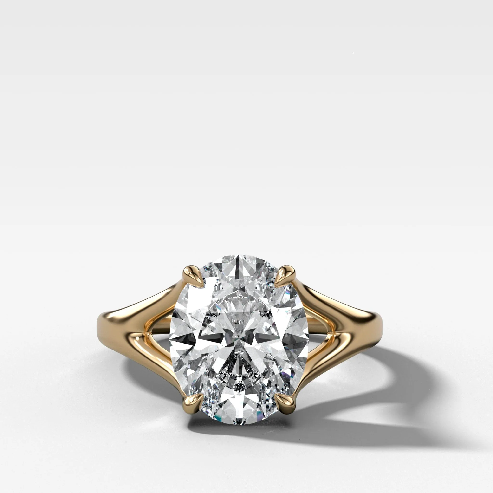 Split Shank Solitaire Engagement Ring with Oval Cut Diamond