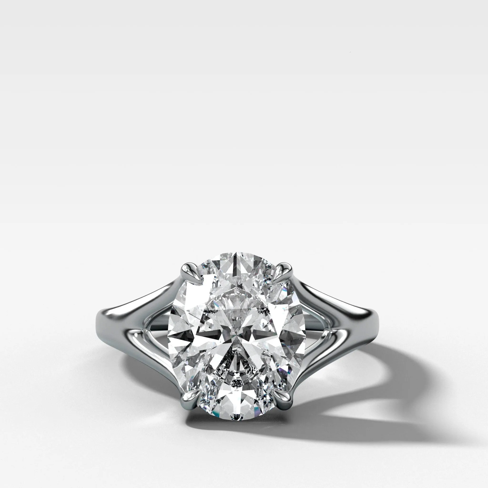 Split Shank Solitaire Engagement Ring with Oval Cut Diamond
