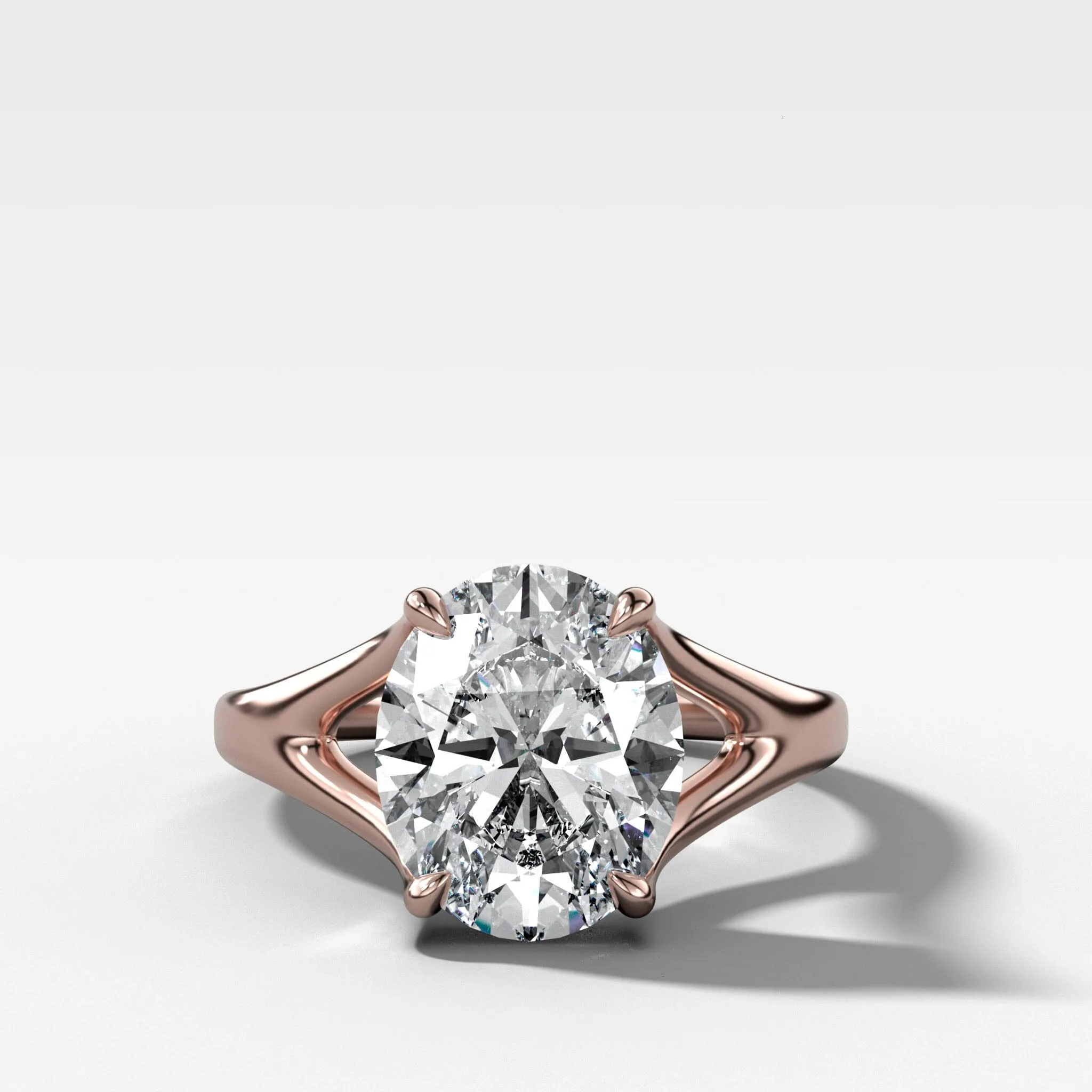 Split Shank Solitaire Engagement Ring with Oval Cut Diamond