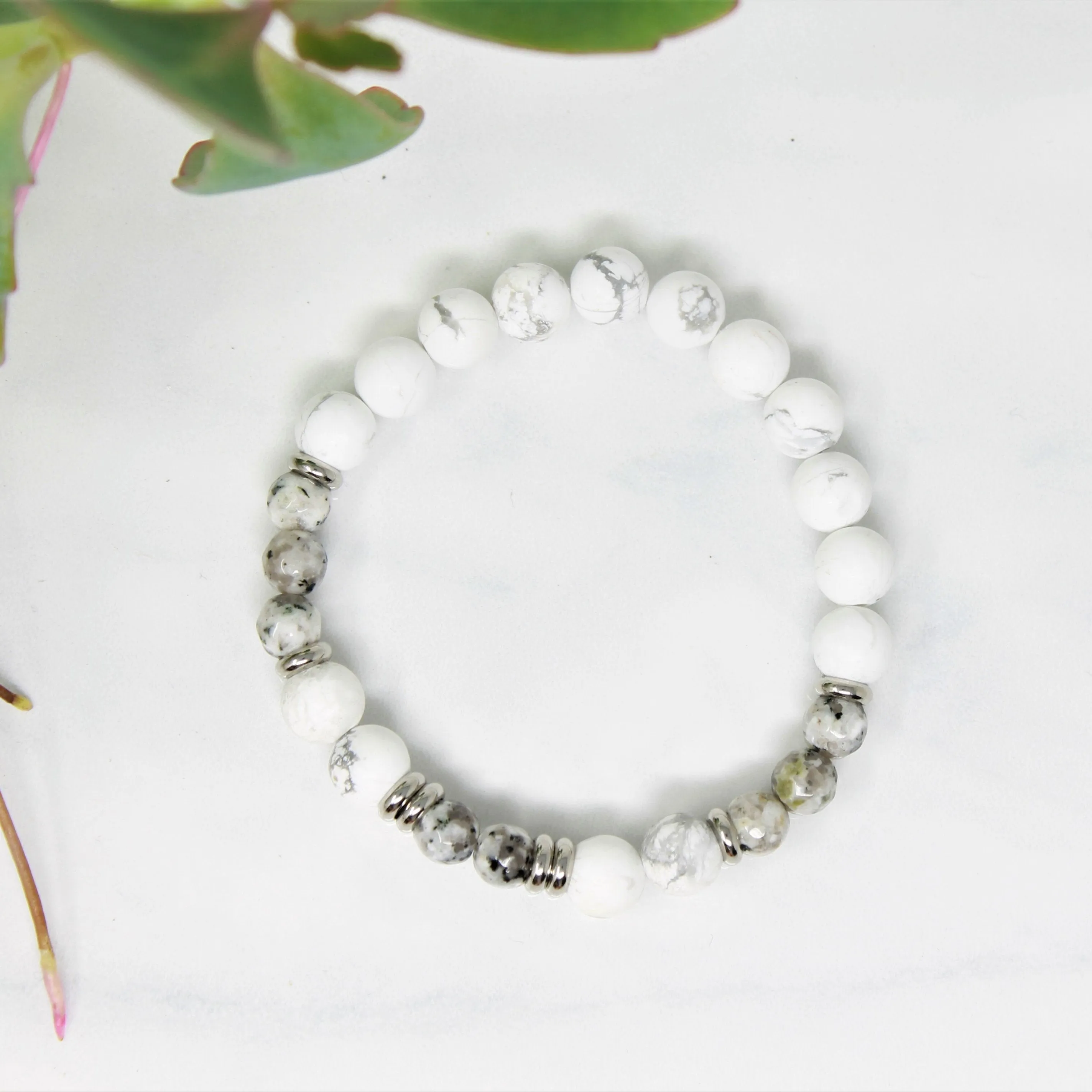 Sérénité - bracelet pour femmes en pierres semi-précieuses et acier inoxydable