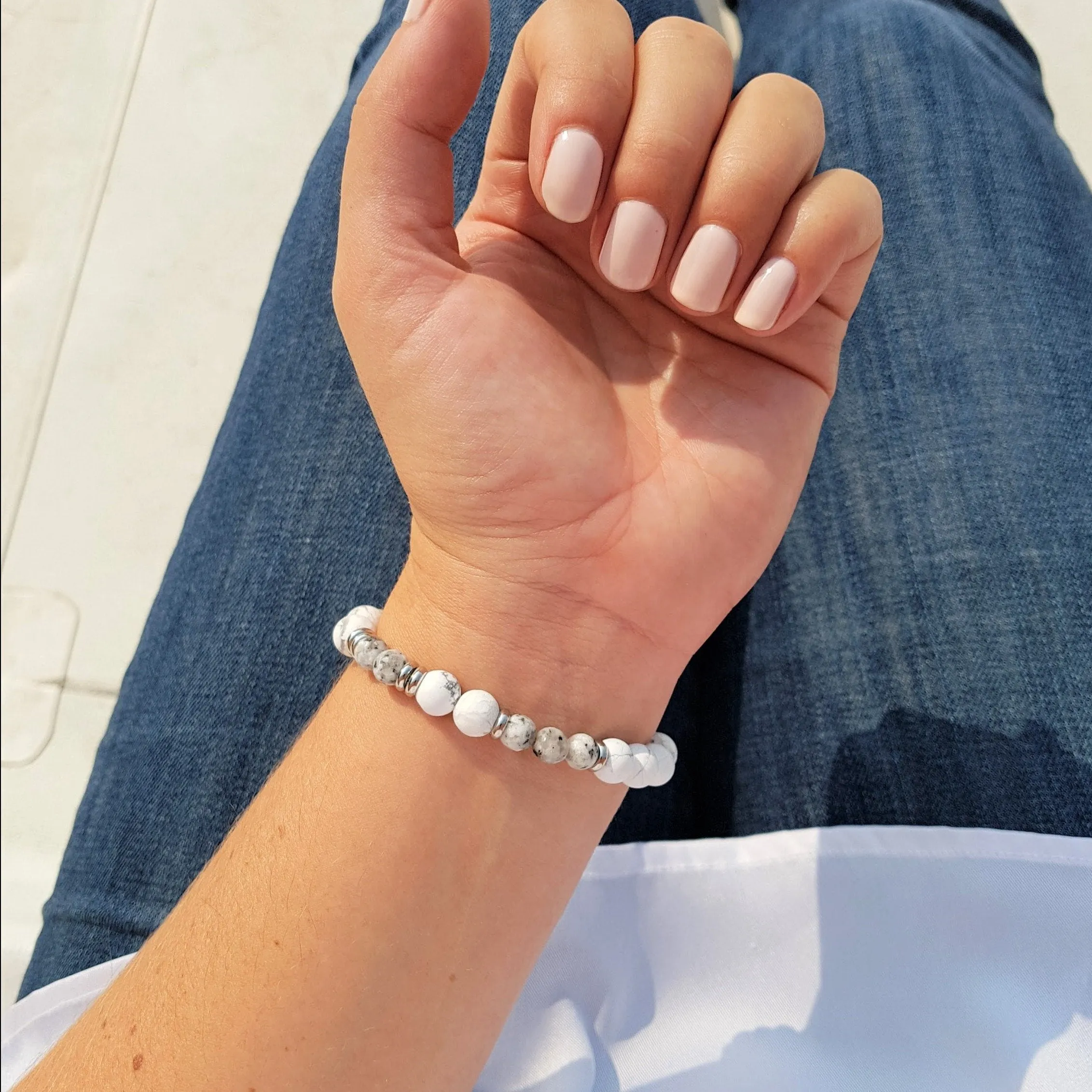 Sérénité - bracelet pour femmes en pierres semi-précieuses et acier inoxydable
