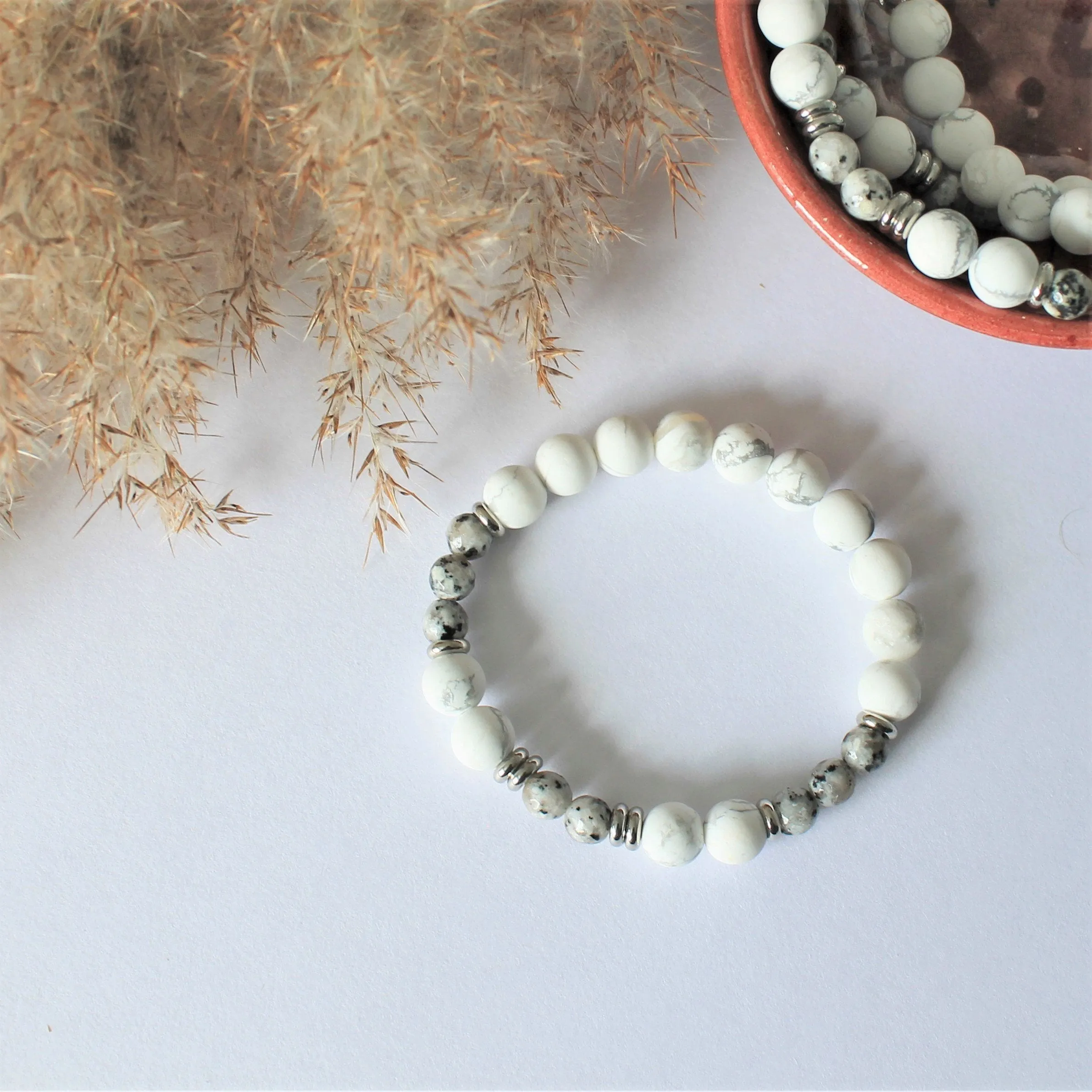 Sérénité - bracelet pour femmes en pierres semi-précieuses et acier inoxydable