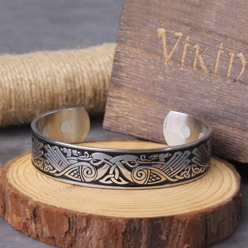 Stainless Steel Handmade Nordic Raven Bangle