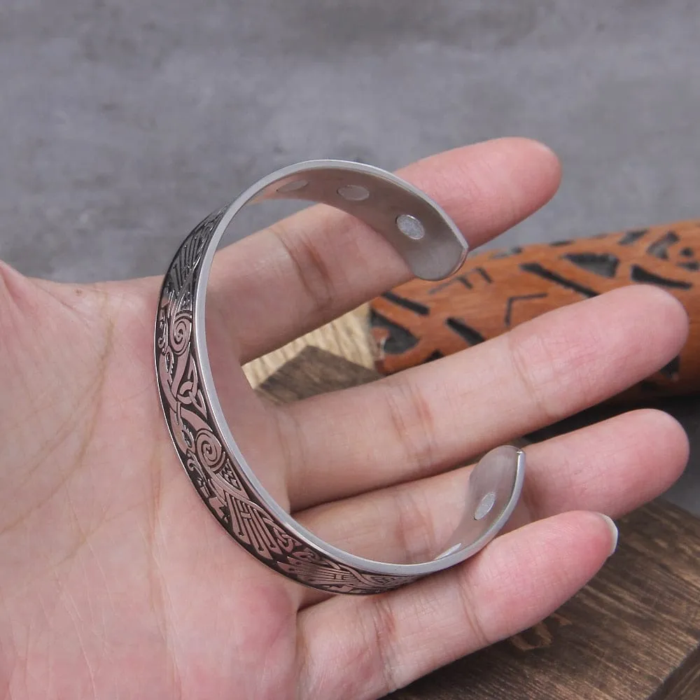 Stainless Steel Handmade Nordic Raven Bangle