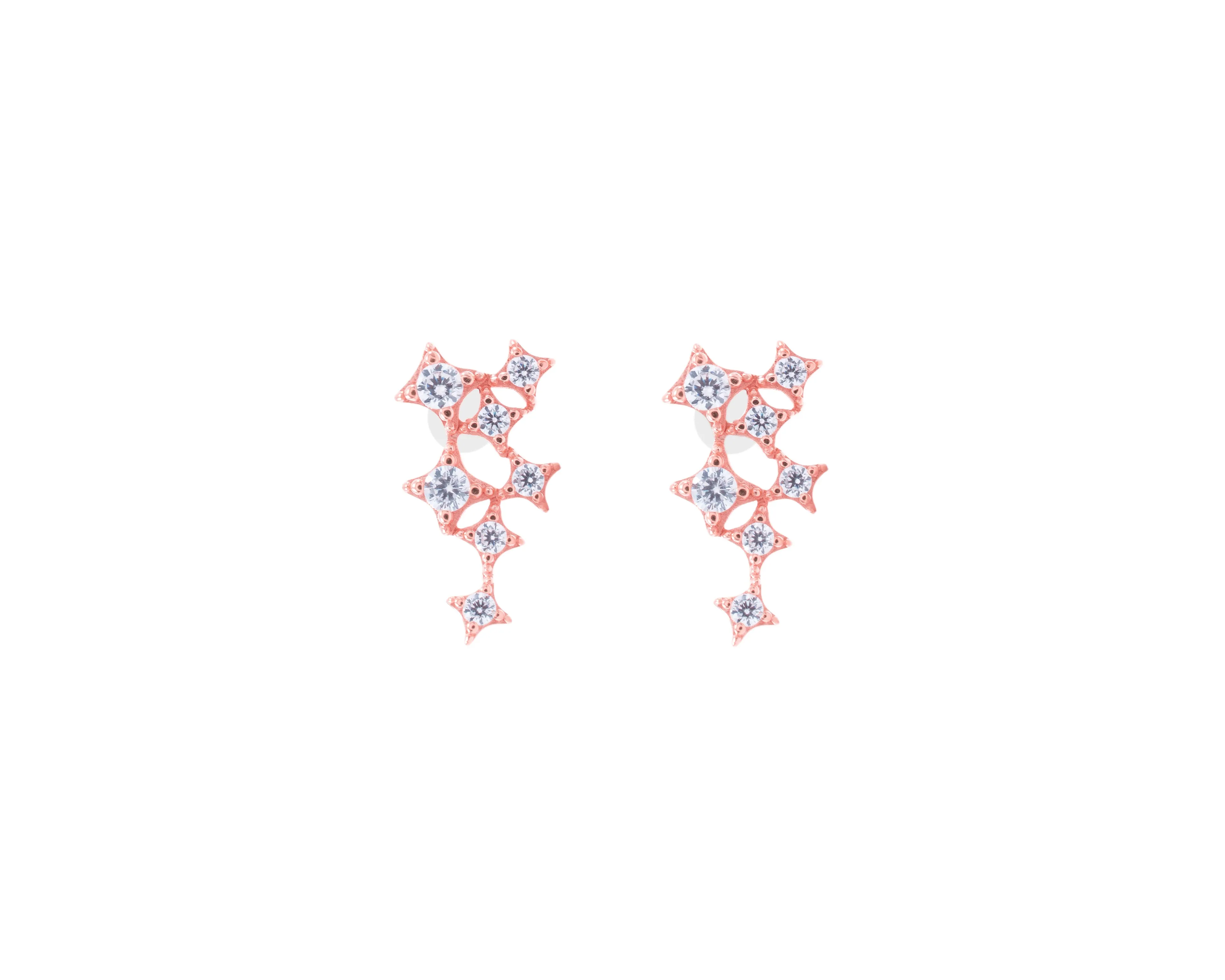 Star Cluster Stud Earring with Zirconia Diamond, Rose Gold Vermeil