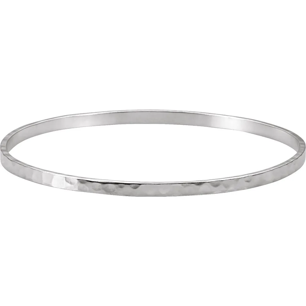 Sterling Silver 3.25mm Hammered Bangle Bracelet