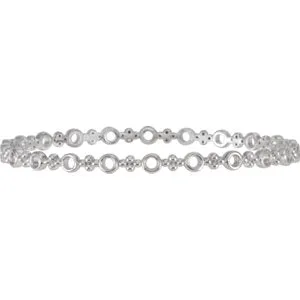 Sterling Silver 4.4 mm Geometric Bangle 7" Bracelet