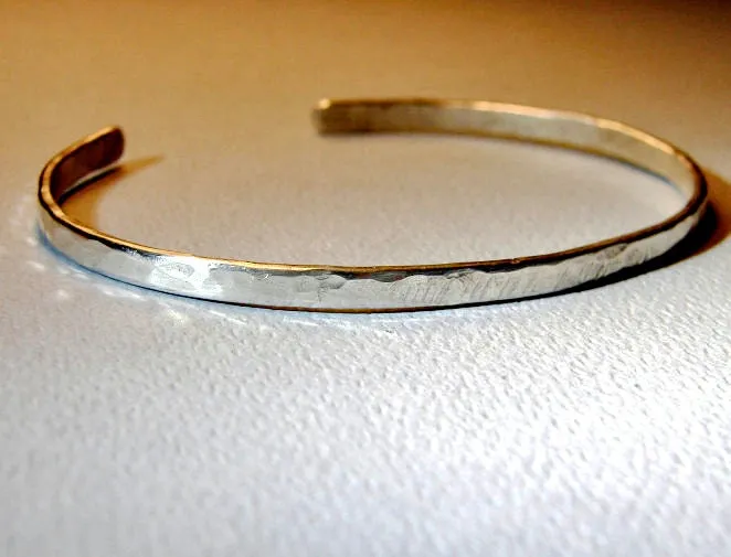 Sterling silver cuff bracelet in dainty round wire