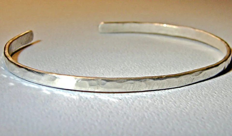 Sterling silver cuff bracelet in dainty round wire