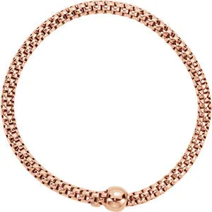 Sterling Silver Rose Gold Plated 4.3 mm Woven Stretch Bracelet