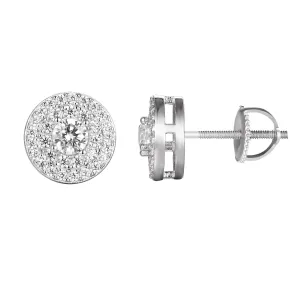 Sterling Silver Solitaire Round Bling Screw Back Earrings