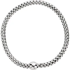 Sterling Silver White Rhodium Plated 4.3 mm Woven Stretch Bracelet