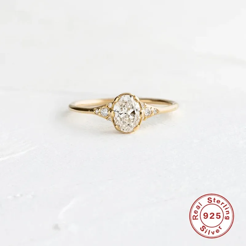 Sterling Silver Zircon Rings for Women - Vintage Wedding Bands